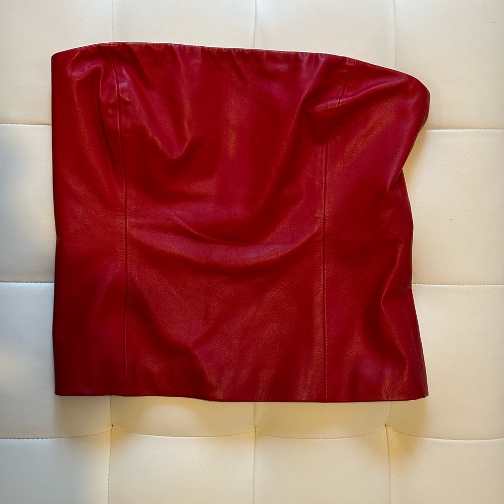 Dana Buchman Leather Strapless top